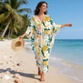 thumbnail image 3 of XYZCANDO Women Kaftan Dresses Plus Size V-Neck Batwing Sleeves Beach Cover Up Caftan Dress Swimsuit Coverup for Women Art Floral Bathing Suit Coverups Swim Cover Up Beach Wear, 3 of 7