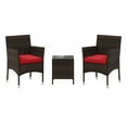 thumbnail image 1 of Gymax Ensemble de Conversation en Rotin d'Extérieur 3 Pcs Ensemble de Mobilier de Patio avec Coussins Rouges, 1 of 10