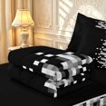 thumbnail image 6 of Manfei Geometric Check Zipper Queen Comforter Set with Fitted Sheet and 2 Pillowcases,Modern Pixel Zipper Bedding Set,Black Gray White,Black Reversible,4pcs, 6 of 8