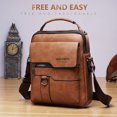 thumbnail image 1 of Bolso bandolera de PU Vintage para hombre, de hombro para hombre con múltiples bolsillos para viajes de negocios, 1 of 8