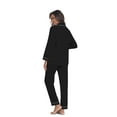 thumbnail image 5 of ANLIQI Women's 100% Cotton Long Sleeve Pajama Sets Button Down Notched Collar Sleepwear Soft Lounge Pjs with Pockets (Black,S), 5 of 7