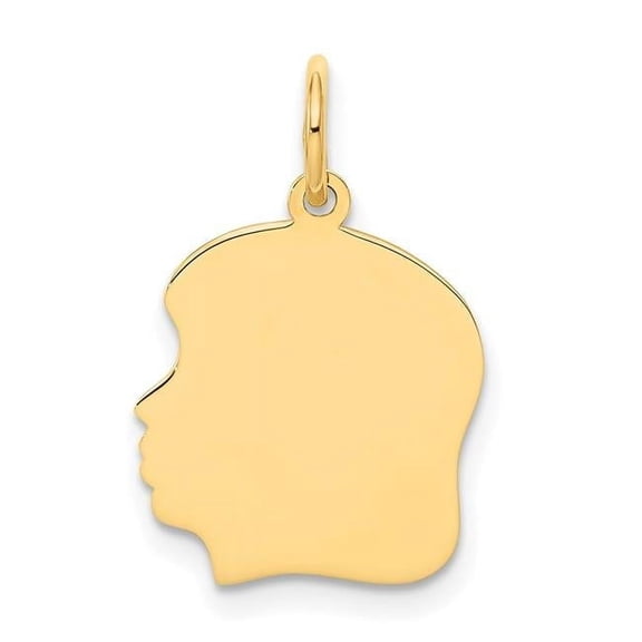 FJC Finejewelers 10k Yellow Gold Plain Medium .013 Gauge Facing Left Engravable Girl Head Charm