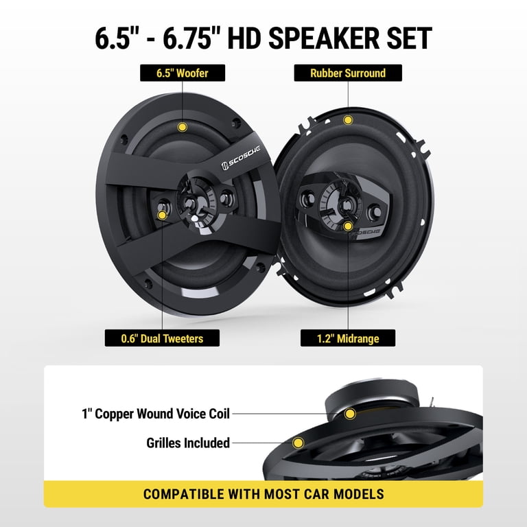 Scosche, Car Audio Speaker Pair, HD6504A-WM1SD, 6.5