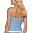 thumbnail image 3 of Calvin Klein EARL BLUE/WHITE Side-Shirred Bandeau Tankini Swim Top, US X-Small, 3 of 4