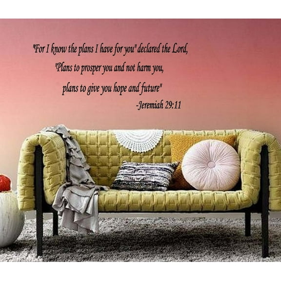 Decal ~ For I know the plans I have for you: Verse Jeremiah 29:11 ~ Wall Decal (20" x 40" B, Black)