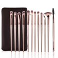 thumbnail image 1 of Daubigny Pinceles de maquillaje para ojos, 12 piezas, corrector profesional para sombra de ojos, base para cejas, polvo, crema líquida, juego de pinceles para mezclar con bolsa de transporte (oro cham, 1 of 5