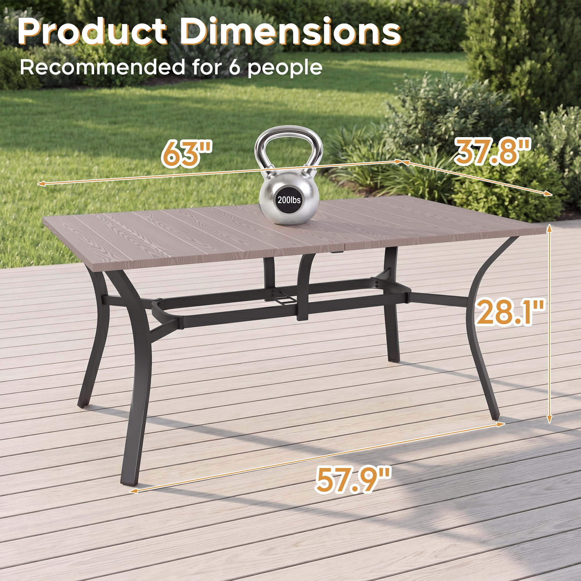 1 Pieces Oudoor Indoor Dinning Rectangular Table Natural Color
