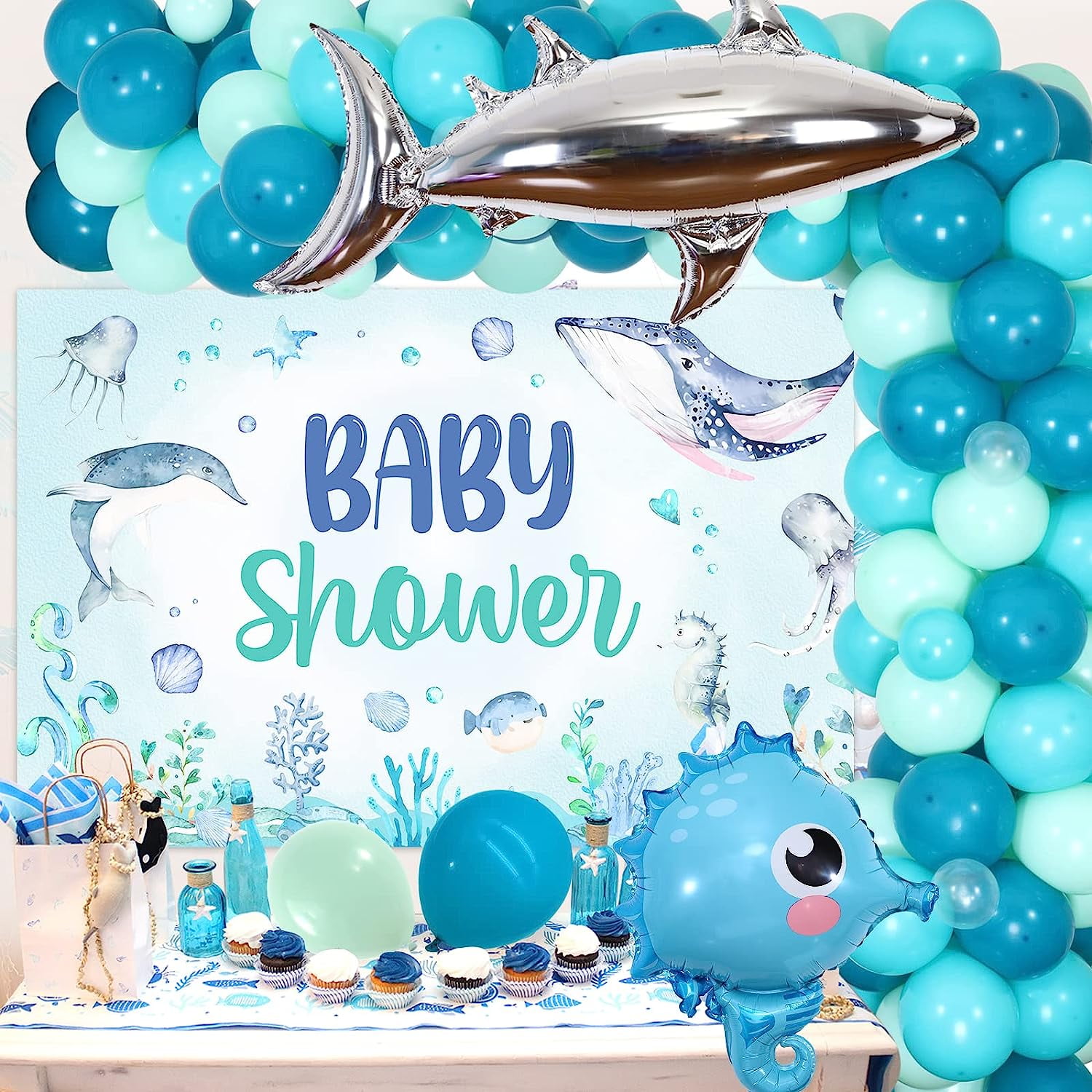 Under the Sea Baby Shower Decorations for Boy, Ocean Theme Baby Shower