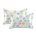 thumbnail image 2 of Haosy Satin Pillowcase for Hair and Skin Standard Cooling Silk Pillow Case with Envelope Closure Checkered Stripes with Hand Drawn Flower 20"x40", 2 of 9