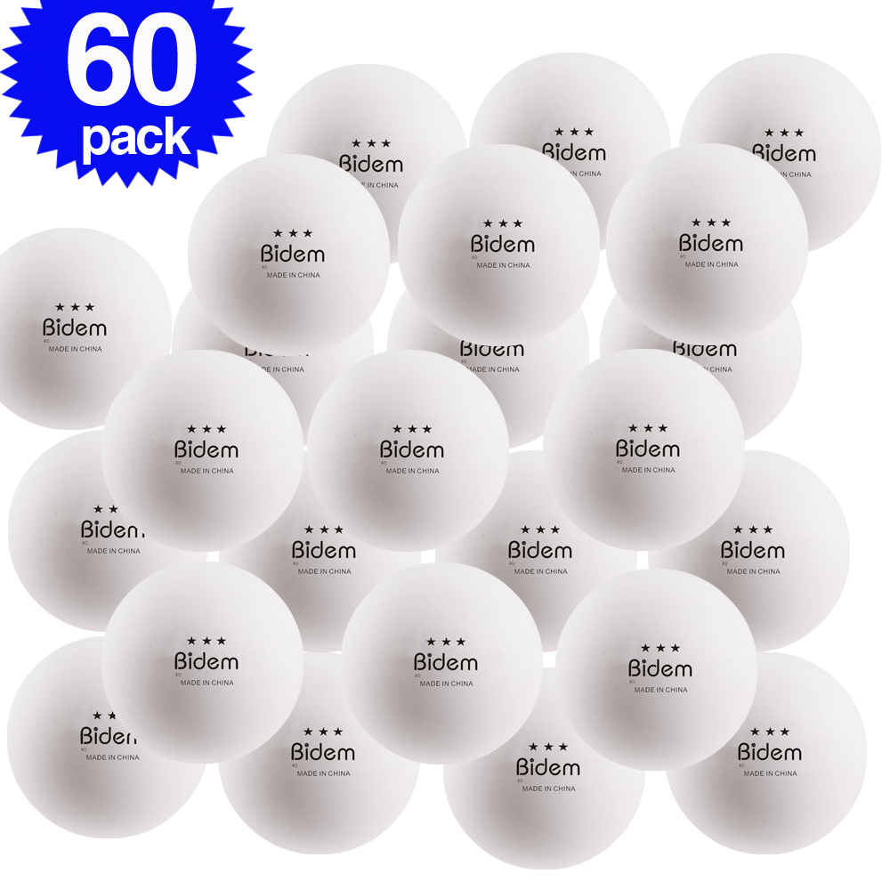 BIDEM 60 Pack White 3Star Ping Pong Balls Advanced Training Table