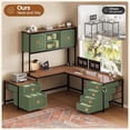 thumbnail image 2 of Farmhouse L Shaped Computer Desk with 6 Drawers and Hutch, Reversible Home Office Desk, Corner Office Desk, 2 of 7