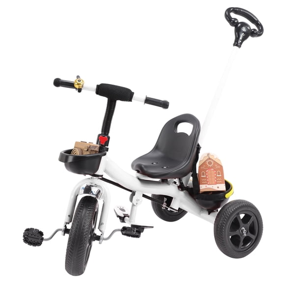 LELINTA Toddler Tricycle with Push Handle,Toddler Bike for 1-5 Years Old Boy Girl, Toddler Push Tricycle, Baby Bike Balance Bike With Removable Pedal