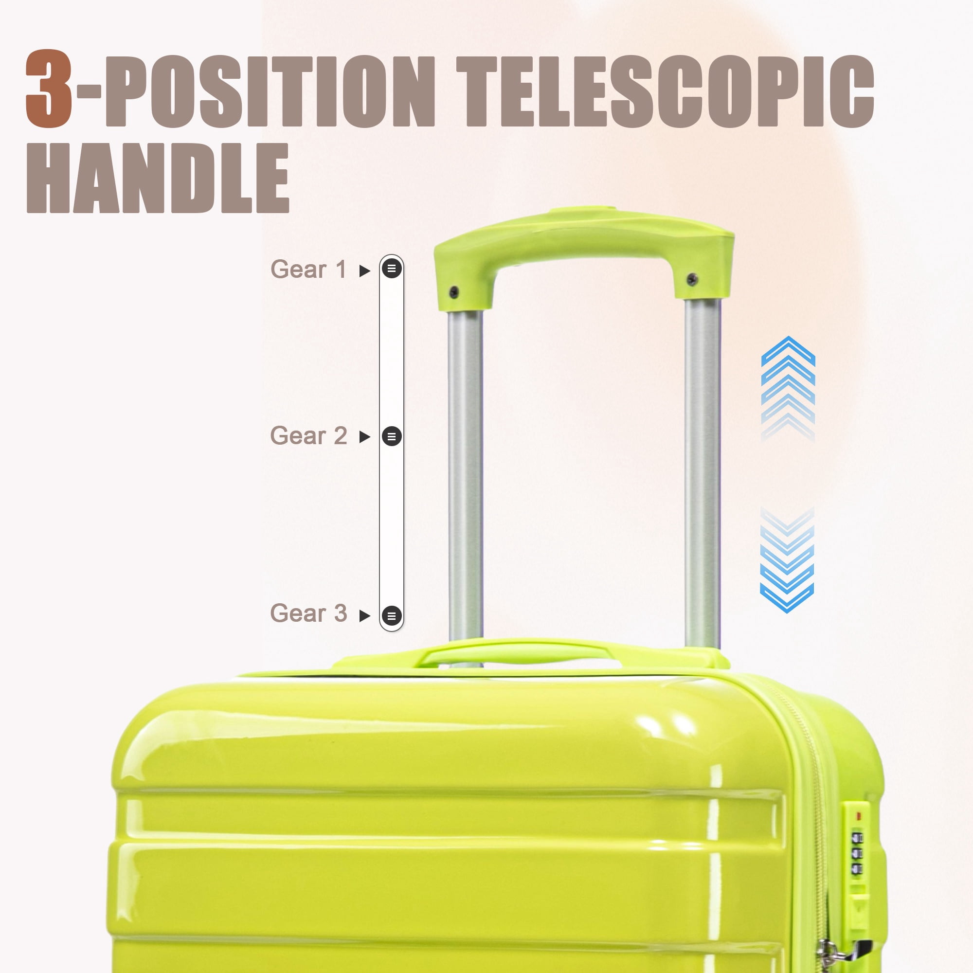 PAPROOS Luggage Sets 2 Piece Suitcase Set(14"/20") Suitcase, Hardside Lightweight Kids Suitcase with Combination Lock, Carry-on Suitcase and Cosmetic Bag for Travel, Back to School, Green & Yellow