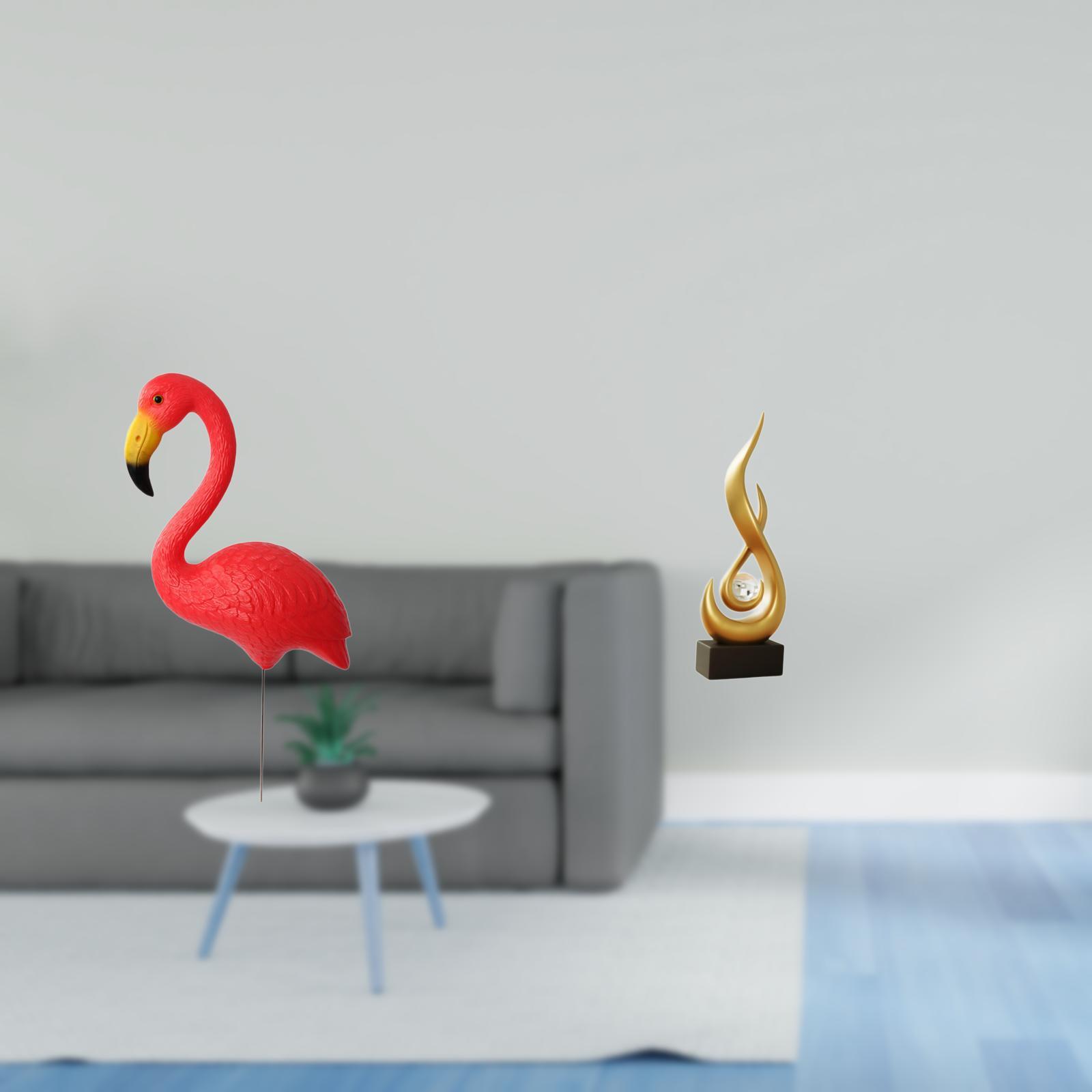 Miulika Flamingo Fairy Garden Sculpture with Abstract Fire Flame Design for Holiday Spring Yard Art and Modern Indoor Cabinet Ornament Decor