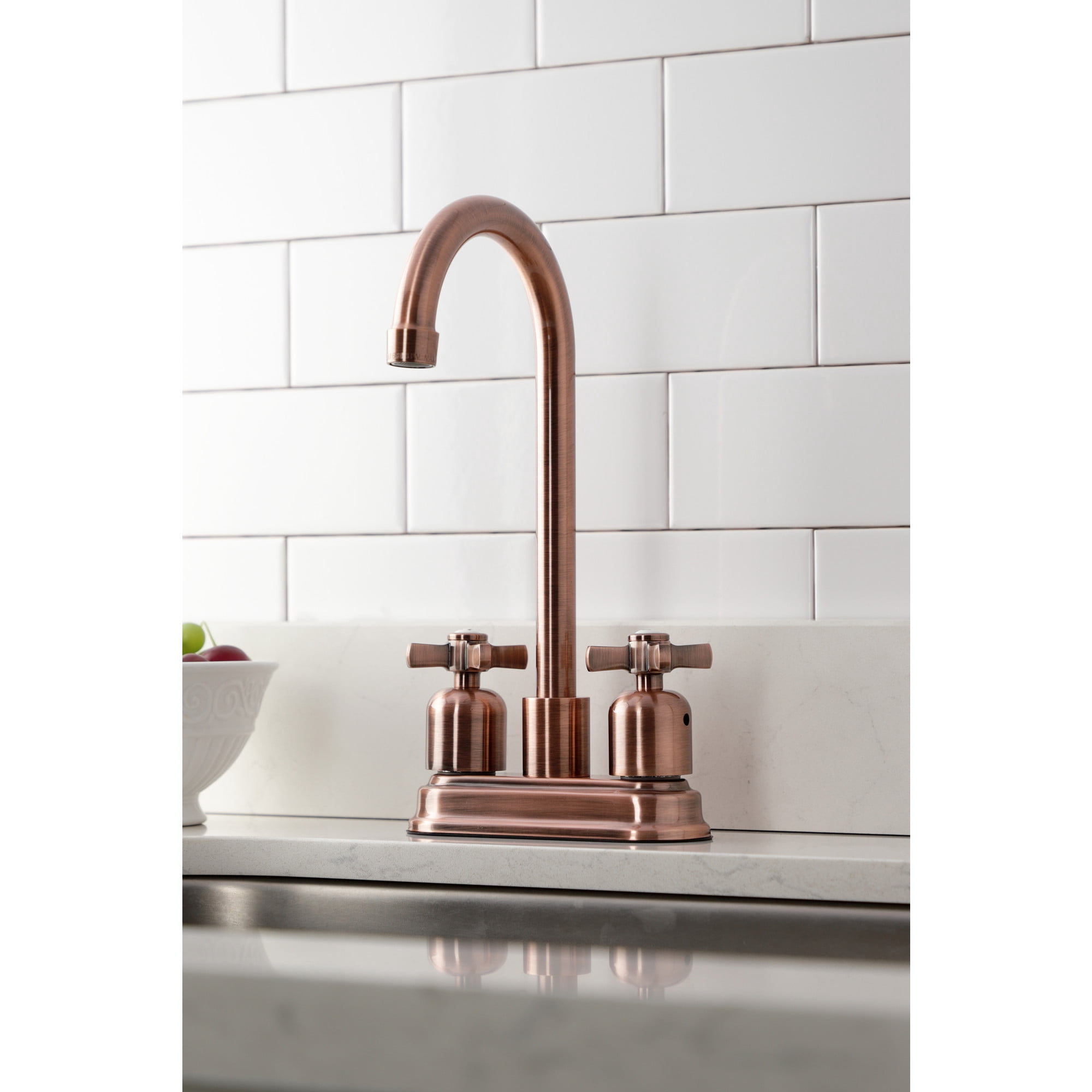 Kingston Brass KB849ZXAC Millennium Two-Handle 2-Hole Deck Mount Bar Faucet in Antique Copper