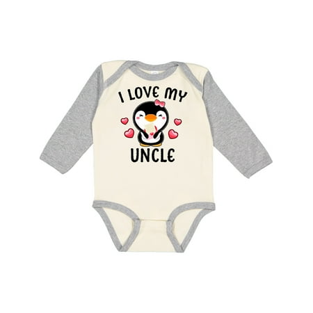 

Inktastic I Love My Uncle with Cute Penguin and Hearts Gift Baby Girl Long Sleeve Bodysuit