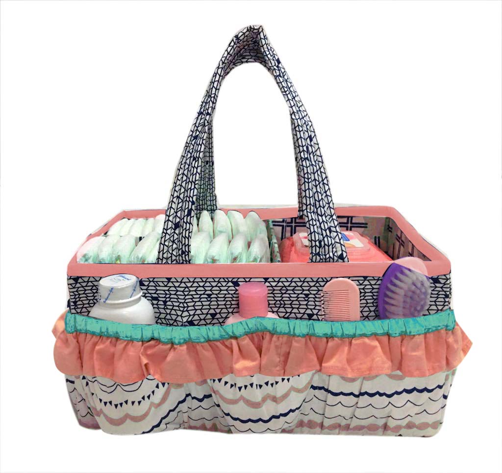 Bacati - Nursery Storage Caddy Tribal Olivia Coral/Navy Girls