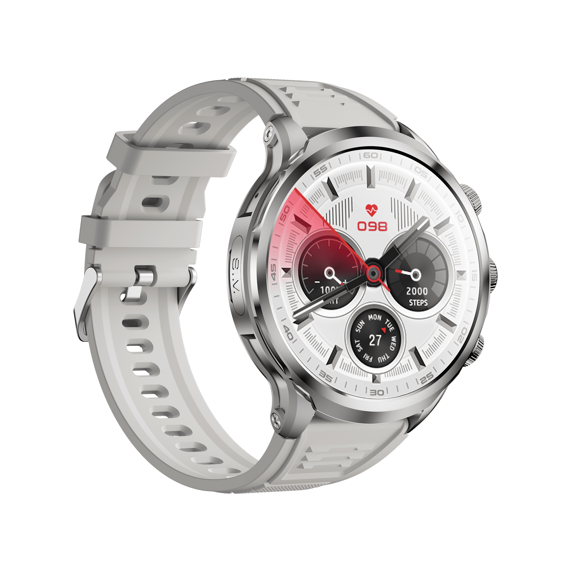 E EYAFA Android System Smart Watch H18Pro with 3GB RAM and 32GB ROM 1.95 inch AMOLED Screen 1880mAh Battery for Men and Women-Silver