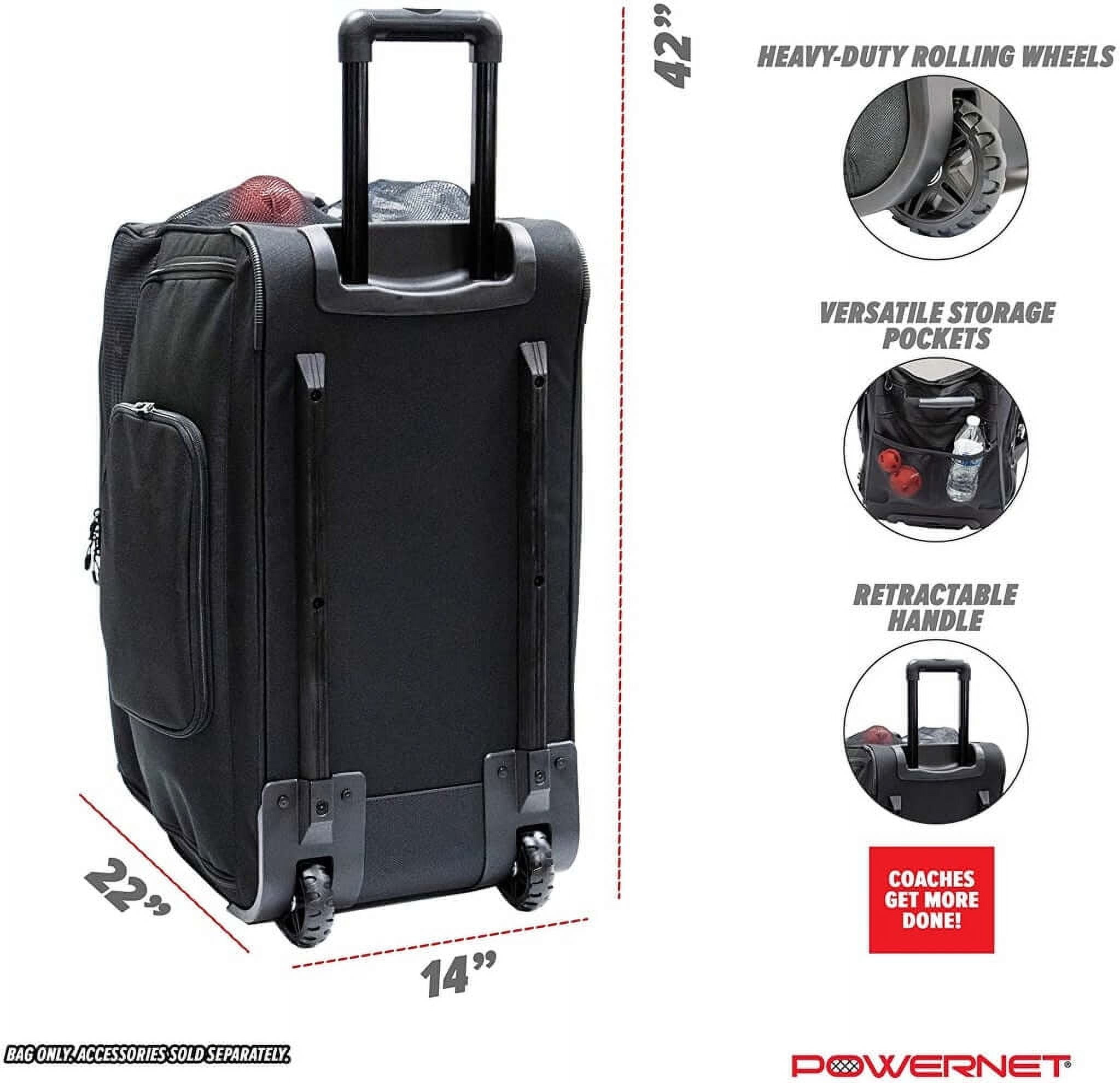 PowerNet Bucket Bag Baseball Coach Bag with Wheels, Carry Case for Launch F-lite Pitching Machine, Holds Two 6 Gallon Bucket of Baseballs & Softballs