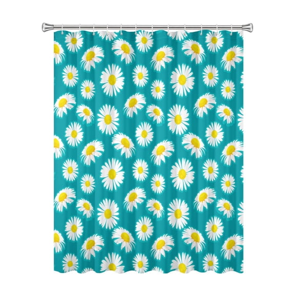 72x72 Inch Fabric Shower Curtain Waterproof Polyester, Daisy Floral Print