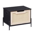 thumbnail image 2 of Ourlova Storage Bench Rattan Entryway Bench with Seat Cushion for Entryway, Living Room, Bedroom, Black, 2 of 10