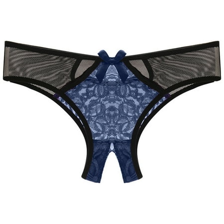 Women Thongs Lace Low Rise Thongs Cut out Mesh Underwear Crotchless Panty See Through Lingerie for Women