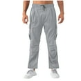 thumbnail image 2 of DPTALR George Men's Casual Cargo Sweatpants, Drawstring Waist, Joggers, Loose Fit, with Multi Pockets #Gray Big and Tall Men XL, 2 of 9