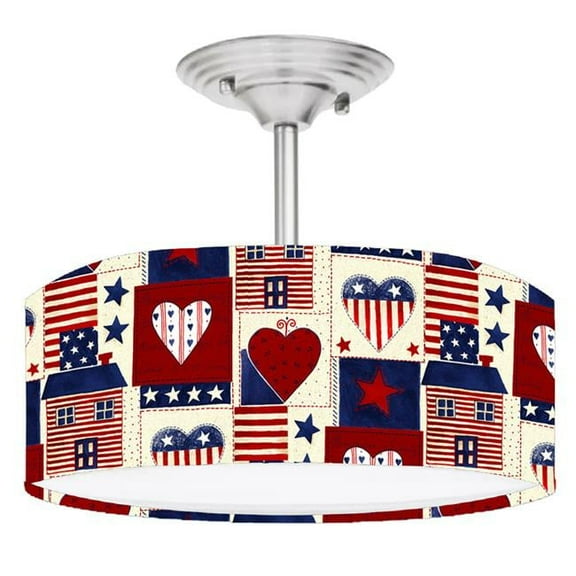 888 Cool Fans DR-0001061 Americana 2-Light Brushed Nickel Drum Style LED Lamp Fixture