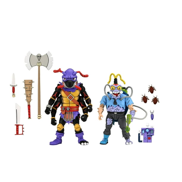 NECA Teenage Mutant Ninja Turtles Juego de figuras de acción coleccionables de Antrax y Scumbug a escala de 7 pulgadas