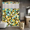thumbnail image 5 of Pastoral Flowers No Hooks Shower Curtain with Snap-in Liner White Flowers Blue Leaf Yellow Back Shower Curtains for Bathroom, Waterproof, Easy Install, Washable 48"x72", 5 of 9