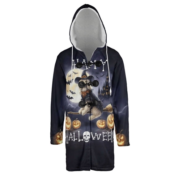 Happy Halloween Afghan Hound Witch Pumpkins Bats All Over Print 3D Hooded Duffle Toggle Coat Dog Lover - 13012