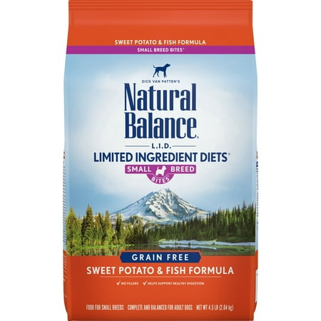 Natural Balance Limited Ingredient Grain-Free Sweet Potato & Fish Small Breed Bites Dry Dog Food, 4.5