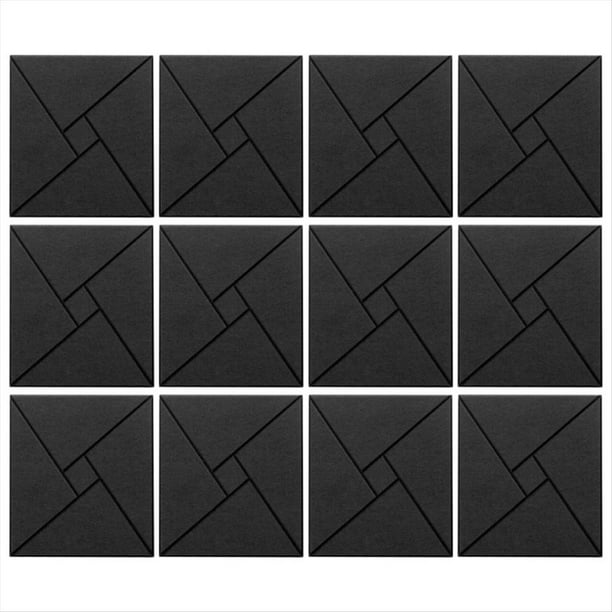 12 Paneles Acústicos con Autoadhesivos, Paneles de Espuma A Prueba de Sonido de 12x12x0,4 Pulgadas, Azulejos Absorbentes de Sonido para , Color Negro