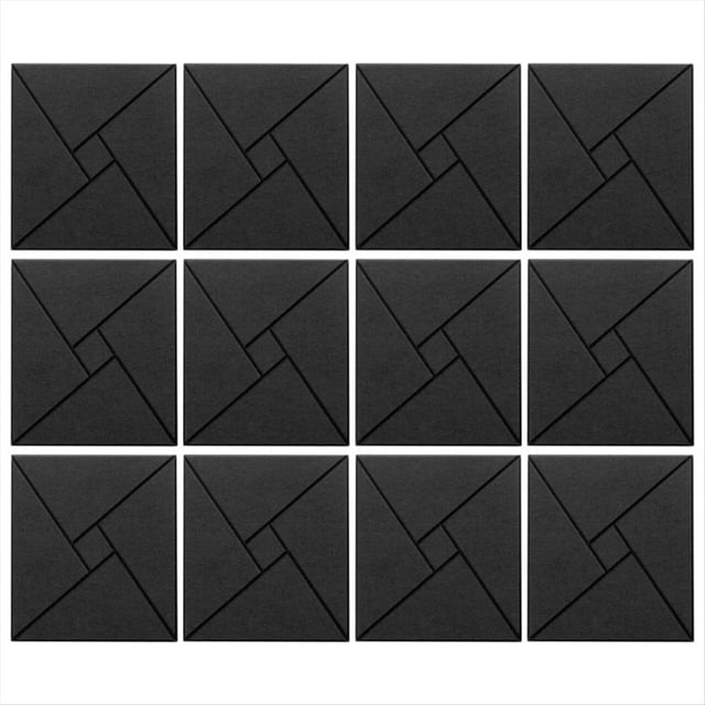 12 Paneles Acústicos con Autoadhesivos, Paneles de Espuma A Prueba de Sonido de 12x12x0,4 Pulgadas, Azulejos Absorbentes de Sonido para , Color Negro
