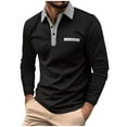 thumbnail image 2 of Fznquz Long Sleeve Mens Polo Black Collared Polo Pocket Casual Button Mens Clothes Sale, 2 of 6