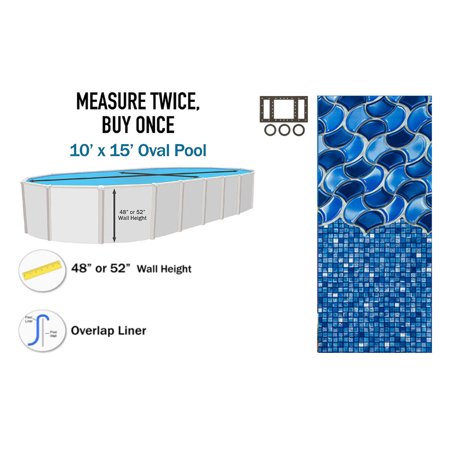 10  x 15  Oval Overlap Above Ground Swimming Pool Liners - 48  / 52  Wall Height  Poseidon  25 Gauge