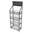 thumbnail image 6 of SHZICMY 4-Tier Mobile Retail Display Rack Snack Storage Organizer Basket Stand Cart+Hook, 6 of 23