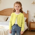 thumbnail image 5 of Lmnyox Cardigan Sweaters for Girls Cute Ruffle Trim Button Crew Neck Knitted Tops Fashion Plain Long Sleeve Sweaters, 5 of 9