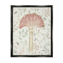 Stupell Industries Soft Botanicals & Mushroom Botanical & Floral Painting Black Floater Framed Canvas Art Print Wall Art, 17 x 21