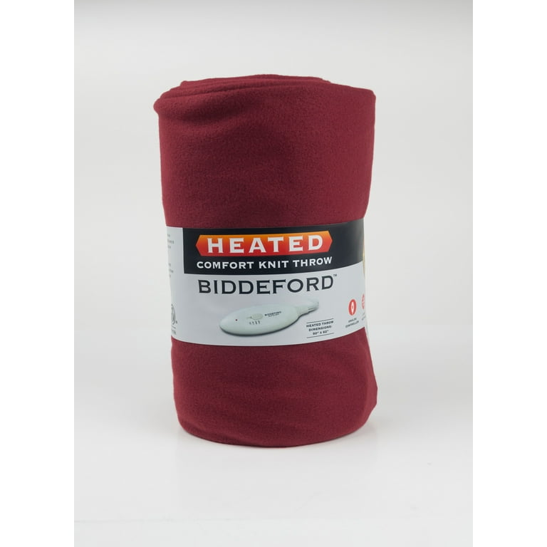Biddeford Blankets Comfort Knit Fleece Heated Electric Throw Blanket 62 x 50