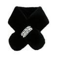 thumbnail image 2 of Faux Fur Knit Scarf for Women, Thickened Fleece Neck Warmer, Winter Solid Color Shawl(Black), 2 of 3