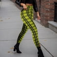 thumbnail image 6 of HNMKIU Women's High Waist Slim Fit Plaid Print Denim Casual Stretchy Tailored Comfortable Pants Leggings for Women Plus Size Yellow,L, 6 of 6