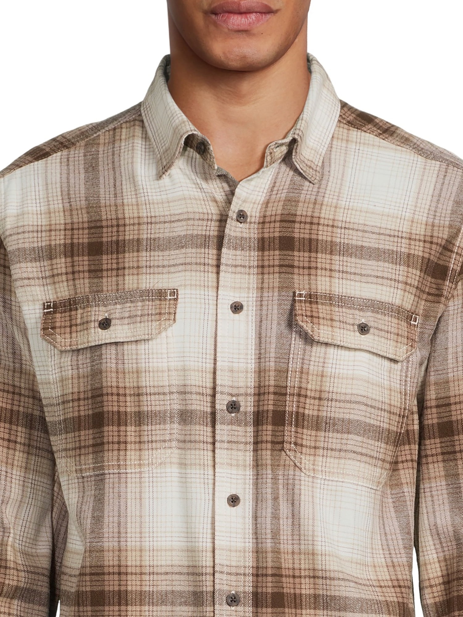 George Men's and Big Men's Flannel Shirt with Long Sleeves, Sizes XS-3XLT