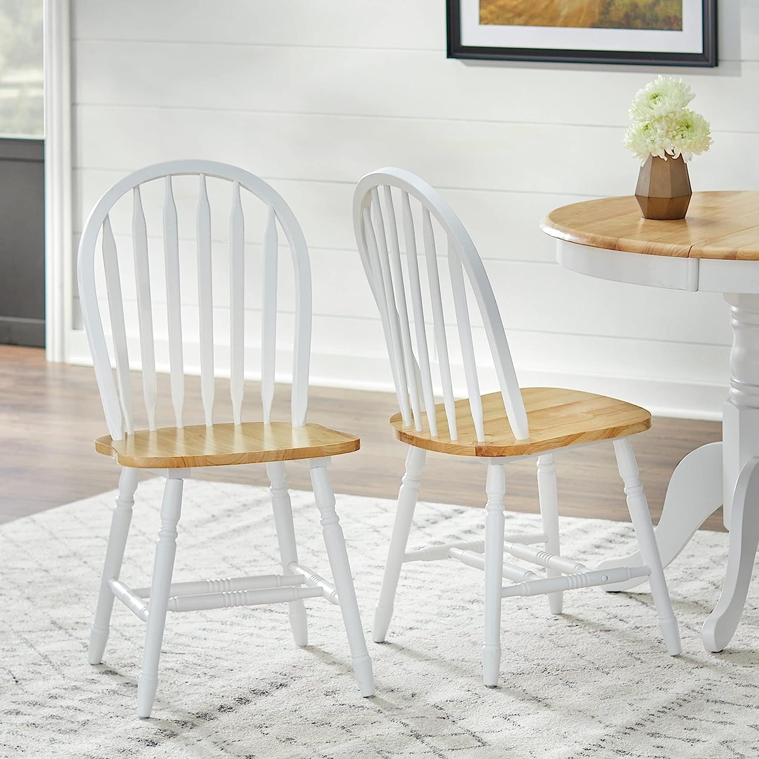 Simple Living Windsor Solid Wood Dining Chairs (Set of 2) White/Natural