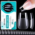 thumbnail image 1 of HIOTIOL Puntas de uñas cortas de ataúd, 360 piezas de gel suave, puntas de uñas de completa para extensiones de uñas empapadas, puntas de uñas postizas de gel medio mate transparente para salones de, 1 of 5