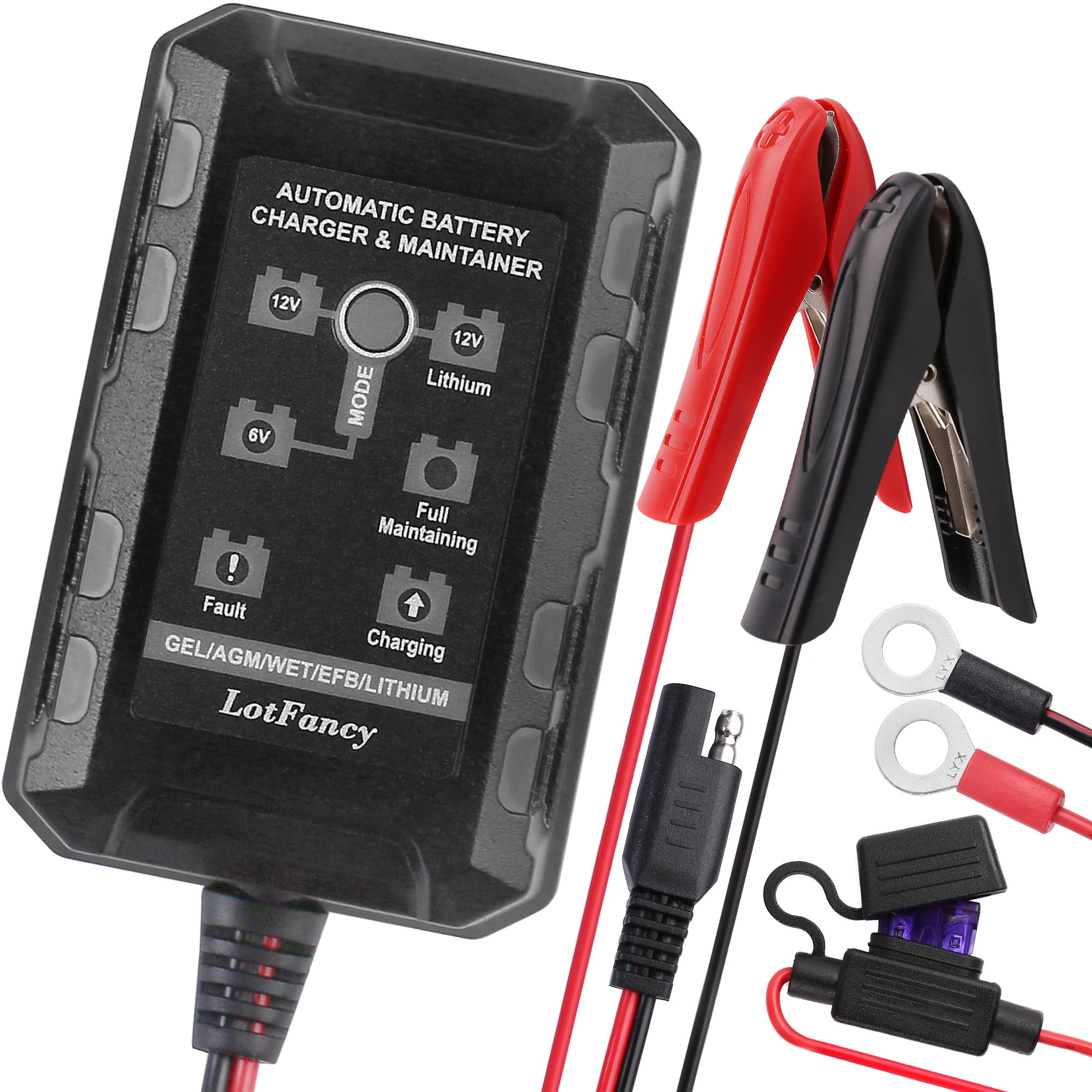 LotFancy Automatic Smart Battery Charger, New 6V/12V Lead Acid Battery