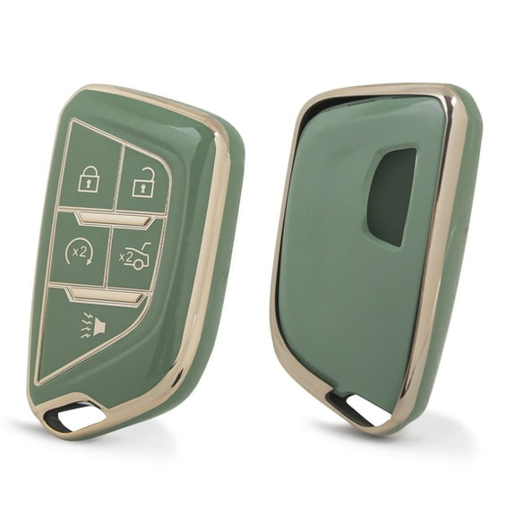 Xotic Tech 2Pcs Green Soft TPU 5-Button Full Protection Smart Remote Control Key Fob Cover Shell Case Holder Compatible with Cadillac CT4 CT5 CT6 XT4 XT5 XT6 Escalade Escalade ESV LYRIQ 2020-2023