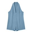 thumbnail image 3 of LEKODE Jumpsuits Rompers Linen Cotton Jumpsuits Travel Jumpsuits for Women Loose Overalls Halter Jumpsuits for Women Sleeveless Jumpsuits Short Rompers Womens Vacation Outfits Sky Blue L, 3 of 5