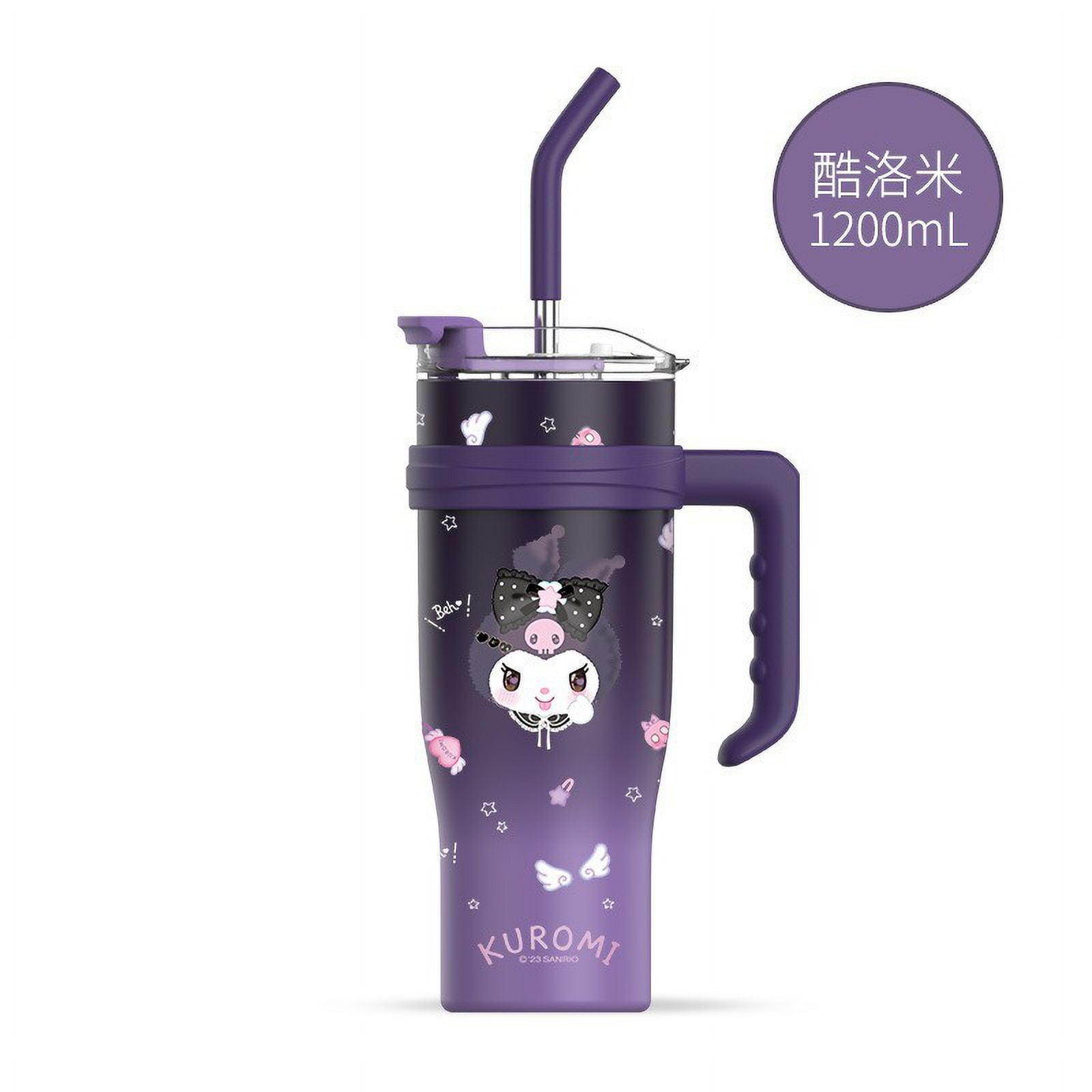 Kuromi Lolita Stainless Steel Tumbler — 900ml Insulated Cup With Lid, Straw & Handle