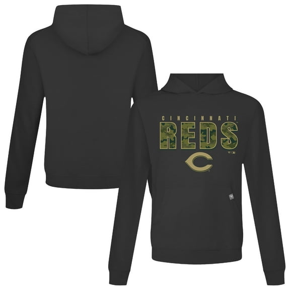 Men's Levelwear  Black Cincinnati Reds Relay Protect Pullover Hoodie